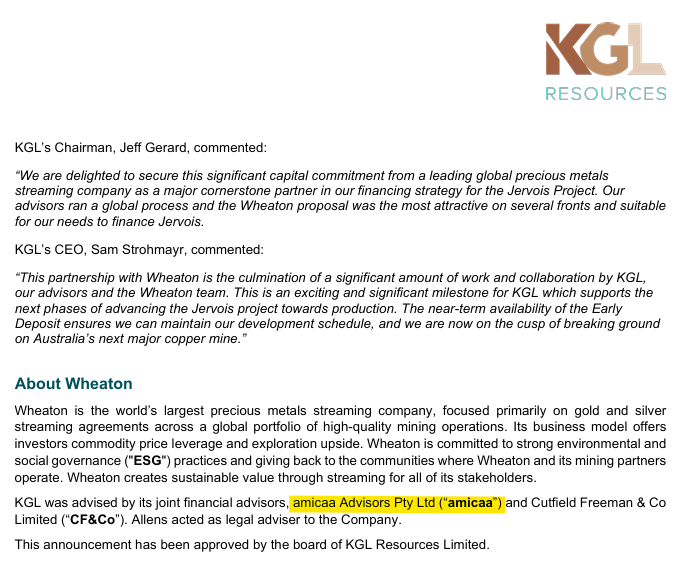 Source: KGL announcement