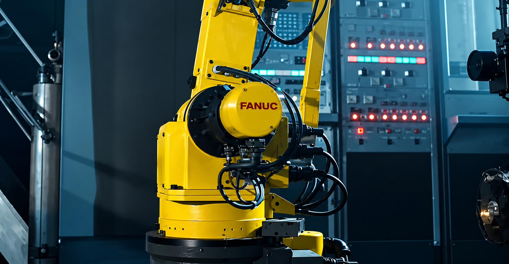 An AI-enhanced image of the FANUC machine, as it appeared  in the original Terminator film from 1984. 