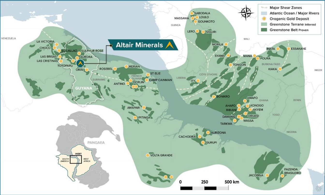 Map of the West African Birimian Shield and extension to Guiana Shield with location of major deposits and projects. Source: ALR announcement