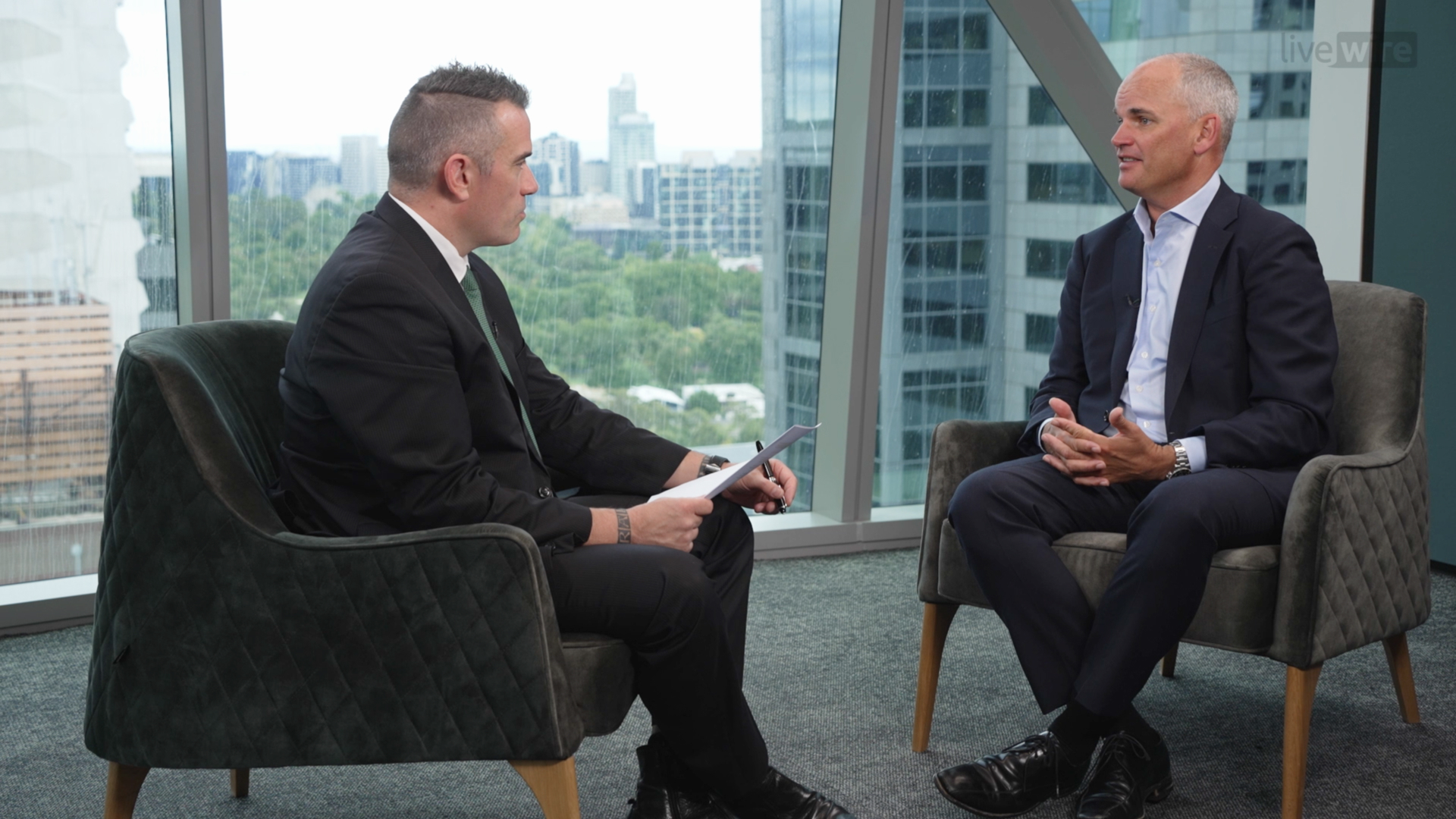 Livewire's Chris Conway interviewing Munro's Nick Griffin