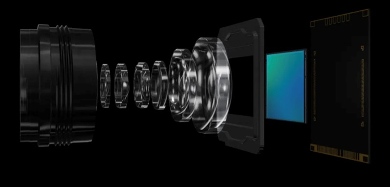 A rendering of a smartphone
camera setup featuring a Sony LYTIA LYT-900 stacked CMOS sensor. Source: Sony Group.