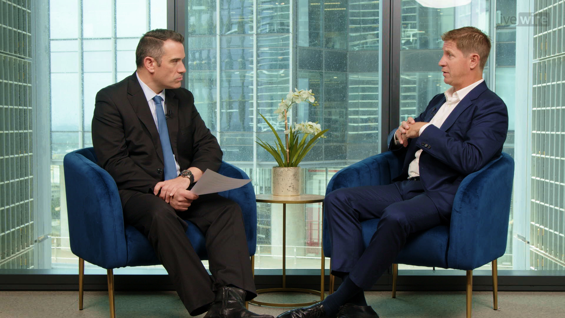 Livewire's Chris Conway interviewing Stonepeak’s Andrew Robertson