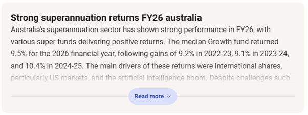 A simple Google search leads you to believe that super fund returns were good in FY26. In absolute terms, maybe. In relative terms, not even close.