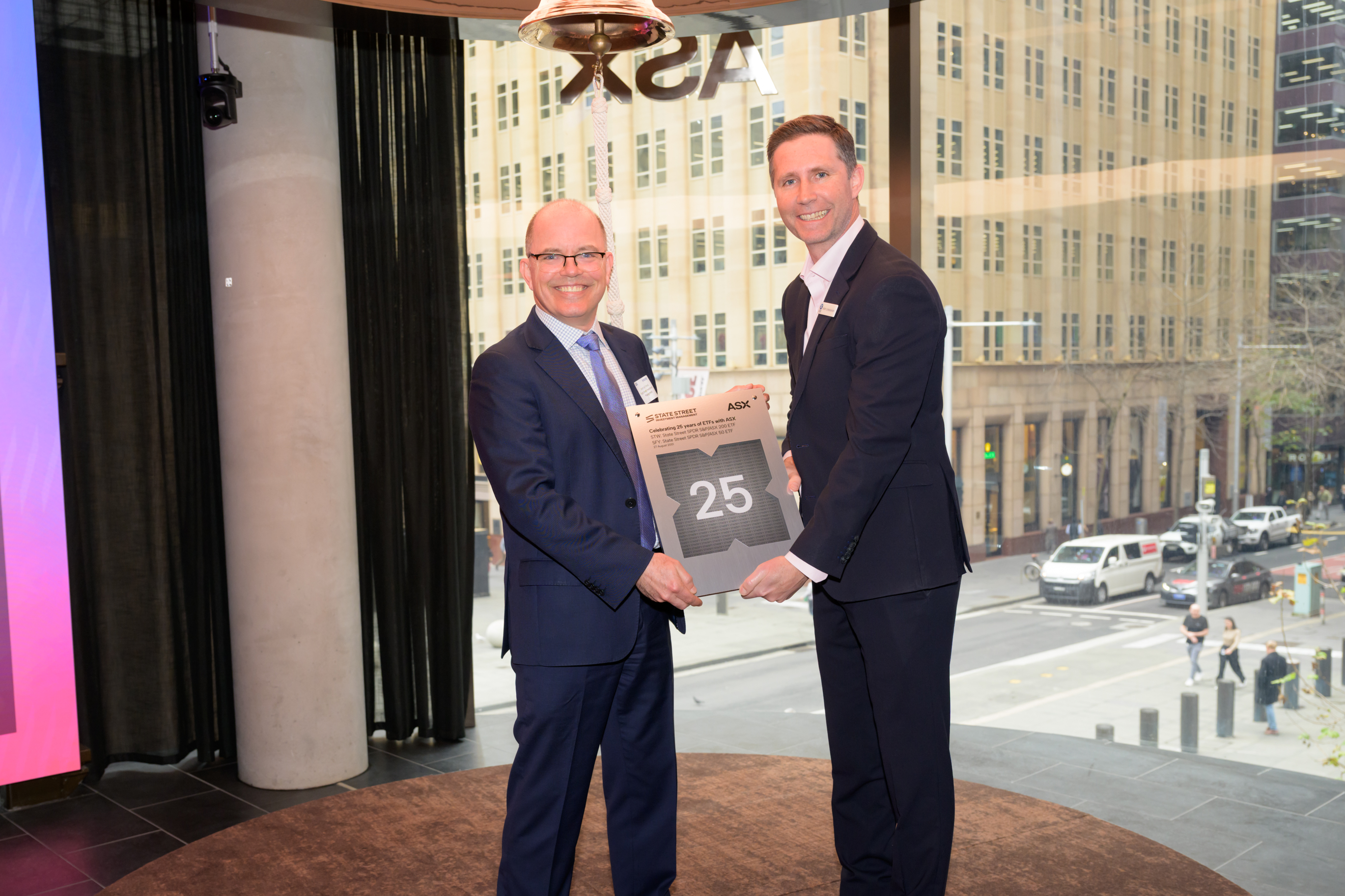 State Street's Jonathan Shead and ASX's Rory Cunningham