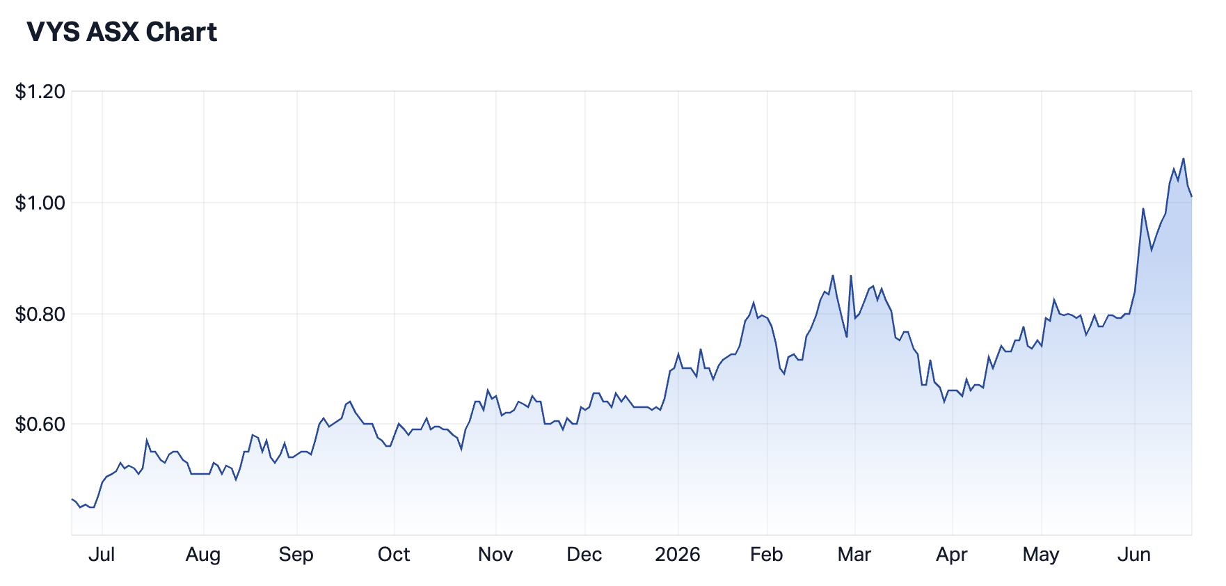 Vysarn 1-year chart summary. Source: Market Index