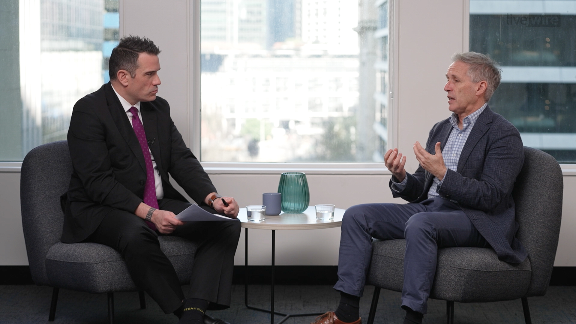 Livewire's Chris Conway interviewing Acorn's Rick Squire