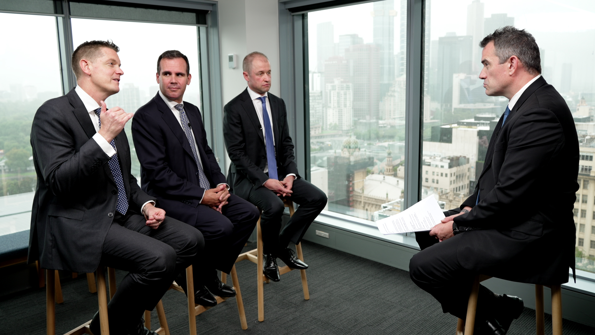 From L-R: Marcus Ryan, Joel Fleming and Michael Steele, hosted by Livewire's Chris Conway