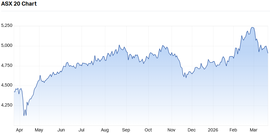 ASX top 20 1-year performance. (Source: Market Index)