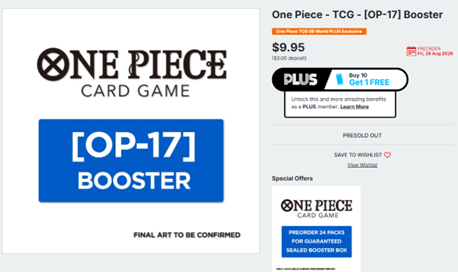 EB Games One Piece Cards Pre Sold Out within a few days