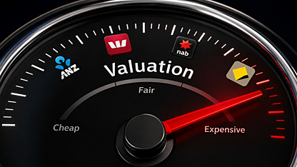 How far can the prices of WBC, ANZ, CBA, and NAB shares stretch before valuations snap back?